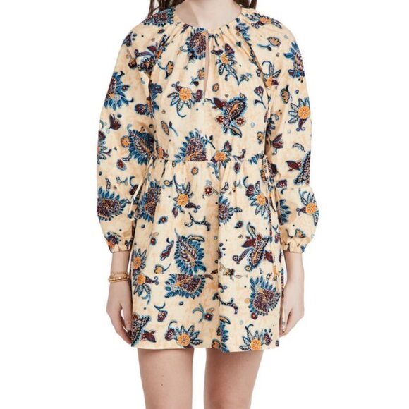 💕A.L.C.💕 Myra Paisley Long Sleeve Shift Dress ~ Apricot Abstract Floral 2 - Picture 3 of 16